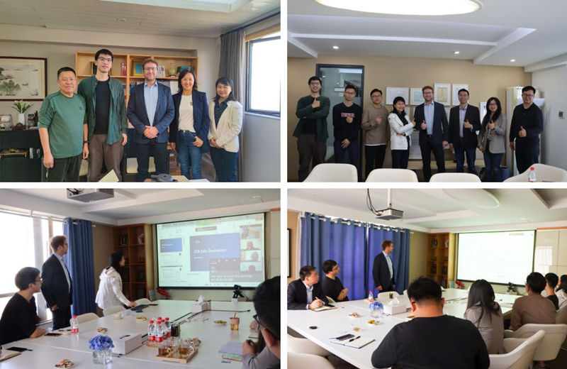 德國(guó)析塔SITA公司技術(shù)總監(jiān)Ralf與佛山翁開爾公司儀器技術(shù)銷售人員進(jìn)行產(chǎn)品培訓(xùn)